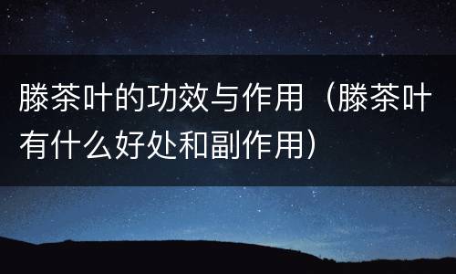 滕茶叶的功效与作用（滕茶叶有什么好处和副作用）
