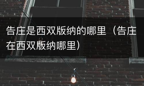 告庄是西双版纳的哪里（告庄在西双版纳哪里）