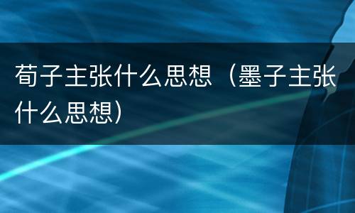 荀子主张什么思想（墨子主张什么思想）