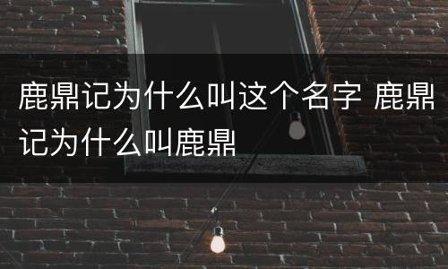 鹿鼎记为什么叫这个名字 鹿鼎记为什么叫鹿鼎