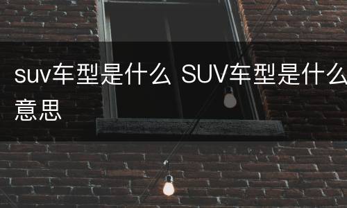 suv车型是什么 SUV车型是什么意思