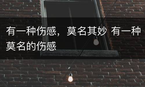 有一种伤感，莫名其妙 有一种莫名的伤感
