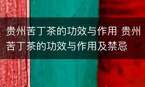 贵州苦丁茶的功效与作用 贵州苦丁茶的功效与作用及禁忌