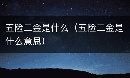 五险二金是什么（五险二金是什么意思）