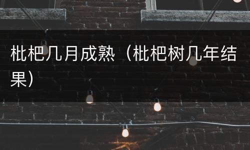 枇杷几月成熟（枇杷树几年结果）