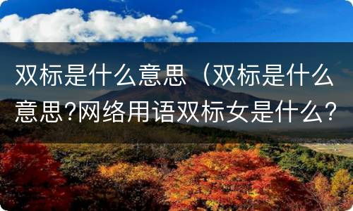 双标是什么意思（双标是什么意思?网络用语双标女是什么?）
