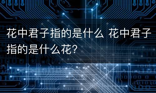 花中君子指的是什么 花中君子指的是什么花?