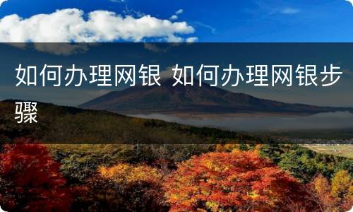 如何办理网银 如何办理网银步骤