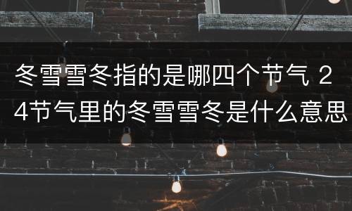 冬雪雪冬指的是哪四个节气 24节气里的冬雪雪冬是什么意思