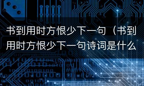 书到用时方恨少下一句（书到用时方恨少下一句诗词是什么）