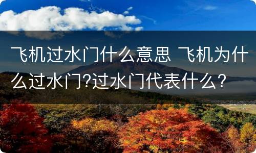 飞机过水门什么意思 飞机为什么过水门?过水门代表什么?