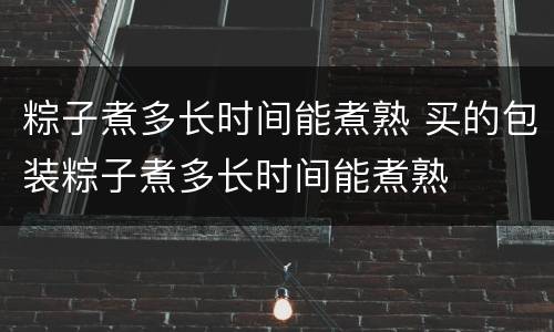 粽子煮多长时间能煮熟 买的包装粽子煮多长时间能煮熟