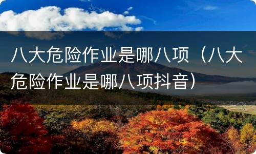 八大危险作业是哪八项（八大危险作业是哪八项抖音）
