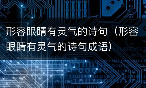 形容眼睛有灵气的诗句（形容眼睛有灵气的诗句成语）
