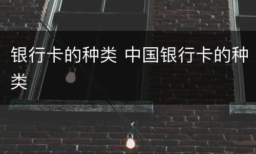 银行卡的种类 中国银行卡的种类