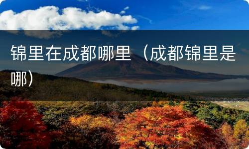 锦里在成都哪里（成都锦里是哪）