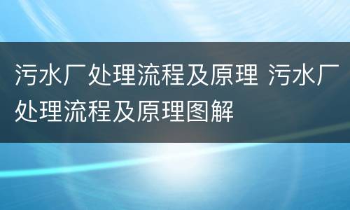 污水厂处理流程及原理 污水厂处理流程及原理图解