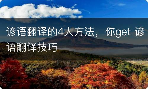 谚语翻译的4大方法，你get 谚语翻译技巧