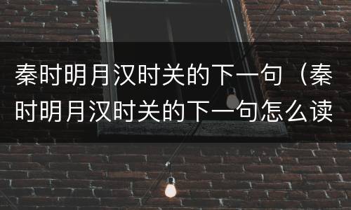 秦时明月汉时关的下一句（秦时明月汉时关的下一句怎么读）