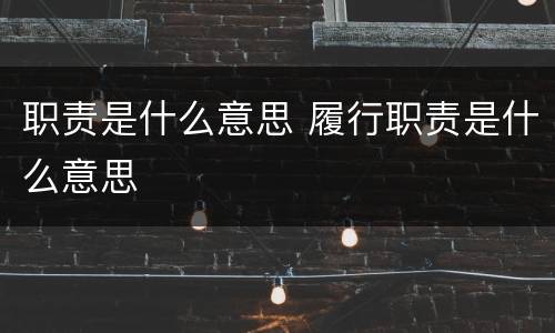职责是什么意思 履行职责是什么意思