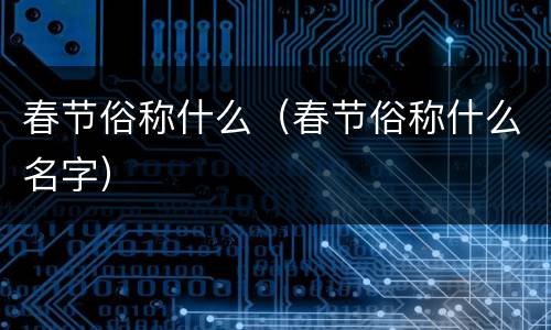 春节俗称什么（春节俗称什么名字）