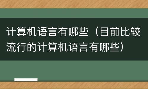 计算机语言有哪些（目前比较流行的计算机语言有哪些）