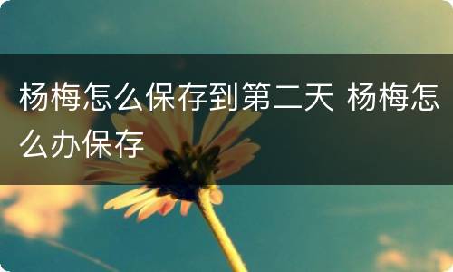 杨梅怎么保存到第二天 杨梅怎么办保存
