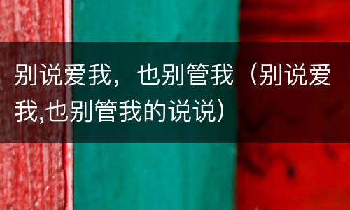 别说爱我，也别管我（别说爱我,也别管我的说说）