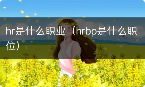 hr是什么职业（hrbp是什么职位）
