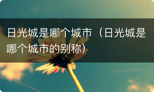 日光城是哪个城市（日光城是哪个城市的别称）