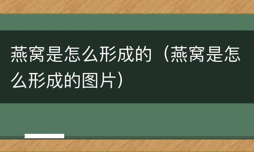燕窝是怎么形成的（燕窝是怎么形成的图片）