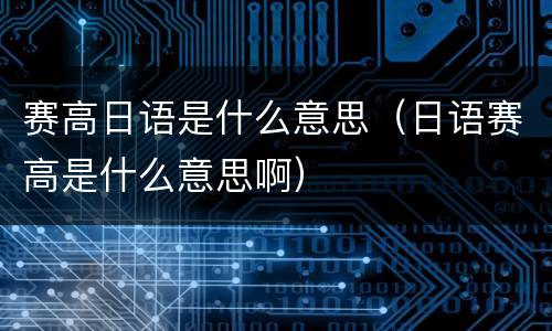 赛高日语是什么意思（日语赛高是什么意思啊）