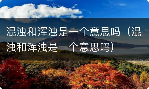 混浊和浑浊是一个意思吗（混浊和浑浊是一个意思吗）