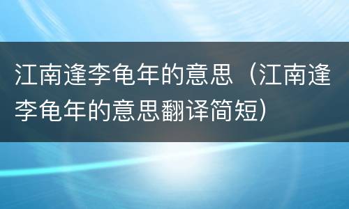 江南逢李龟年的意思（江南逢李龟年的意思翻译简短）