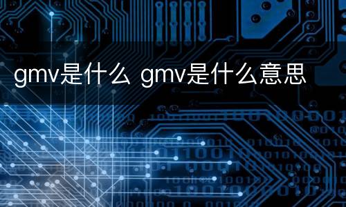 gmv是什么 gmv是什么意思