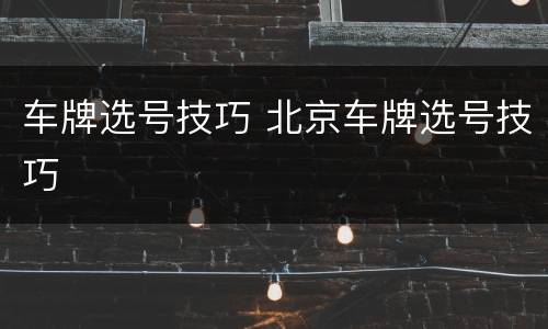 车牌选号技巧 北京车牌选号技巧