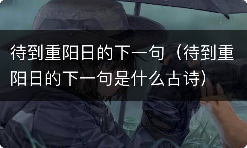 待到重阳日的下一句（待到重阳日的下一句是什么古诗）