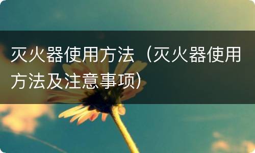 灭火器使用方法（灭火器使用方法及注意事项）