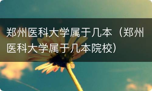 郑州医科大学属于几本（郑州医科大学属于几本院校）