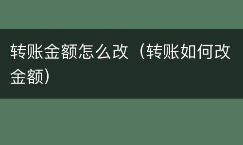 转账金额怎么改（转账如何改金额）