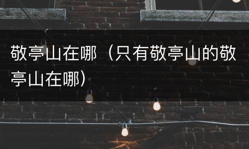 敬亭山在哪（只有敬亭山的敬亭山在哪）