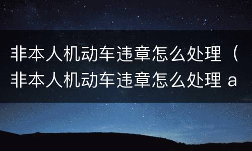 非本人机动车违章怎么处理（非本人机动车违章怎么处理 app）