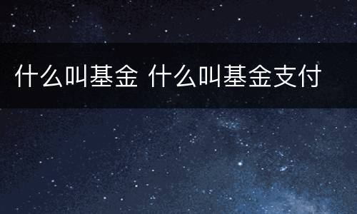 什么叫基金 什么叫基金支付