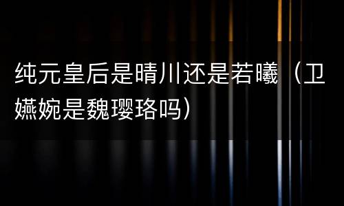 纯元皇后是晴川还是若曦（卫嬿婉是魏璎珞吗）