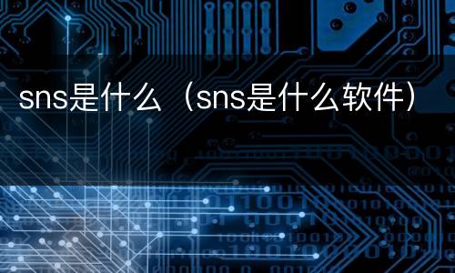 sns是什么（sns是什么软件）