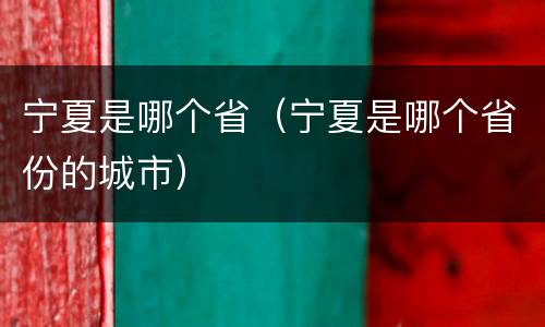 宁夏是哪个省（宁夏是哪个省份的城市）