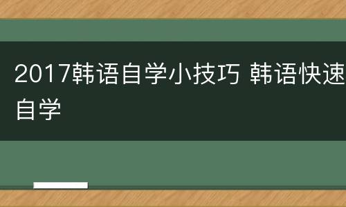 2017韩语自学小技巧 韩语快速自学