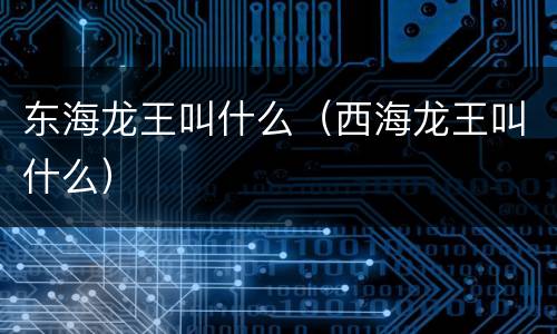 东海龙王叫什么（西海龙王叫什么）