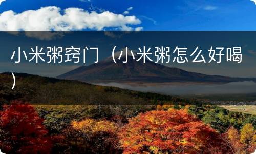 小米粥窍门（小米粥怎么好喝）