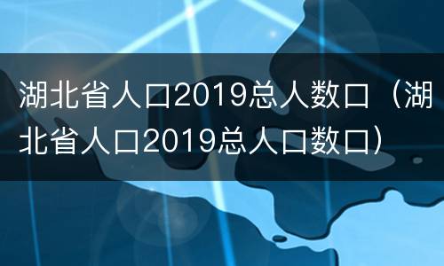 湖北省人口2019总人数口（湖北省人口2019总人口数口）